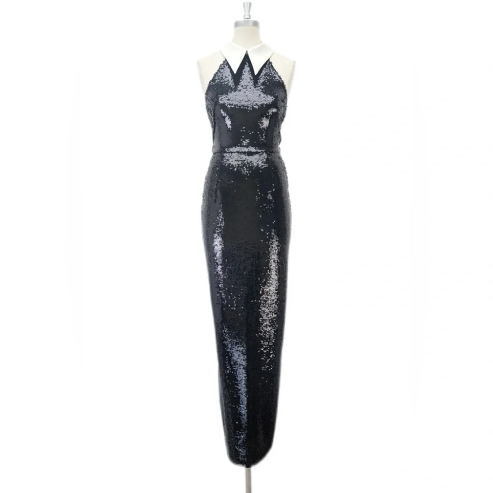 NWOT Bronx and Banco Wednesday Sequin Halterneck Maxi Dress Elegant - Picture 9 of 17